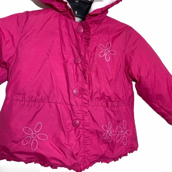 London Fog Reversible Hooded Pink Girls Jacket - Picture 2 of 9